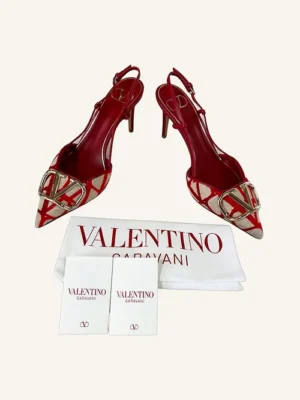 Valentino Red and Beige V Logo Heels