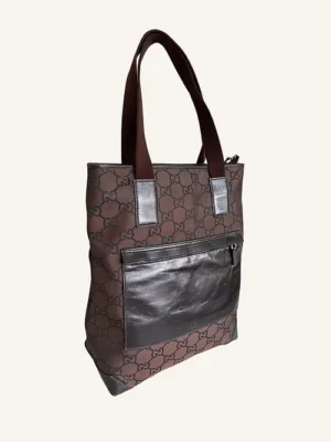 Gucci GG Leather Trimmed Tote