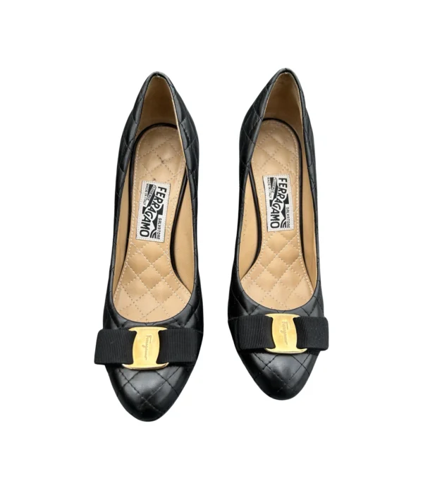 Salvatore Ferragamo Tina Q Quilted Bow Pumps (Size 37.5)