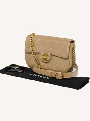 Chanel Moon Messenger Flap Bag in quilted leather with crossbody chain strap