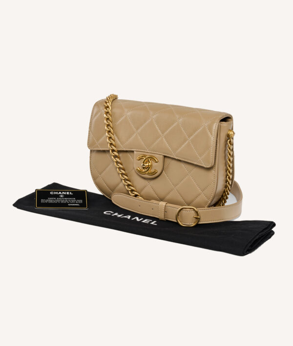 Chanel Moon Messenger Flap Bag in quilted leather with crossbody chain strap