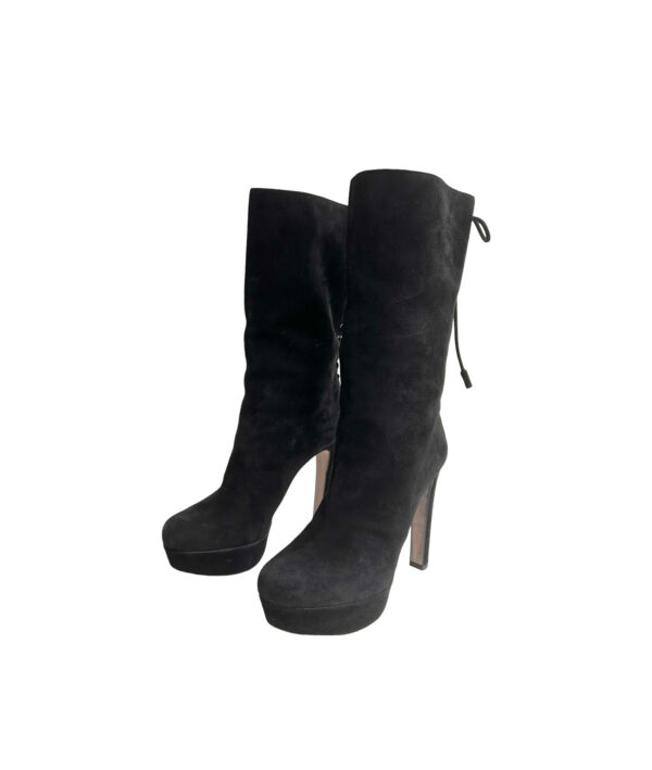 Prada Suede Tassle Accents Lace Up Boots (Size 38)