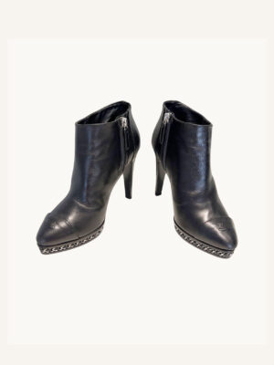 Chanel CC Cap Toe Leather Chain Plaform Boot (Size 38)