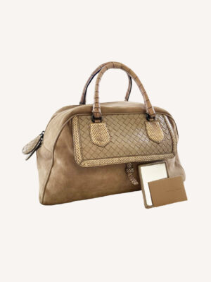 Bottega Veneta Taupe Suede Bowling Bag