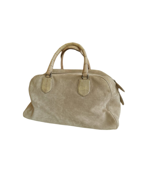 Bottega Veneta Taupe Suede Bowling Bag