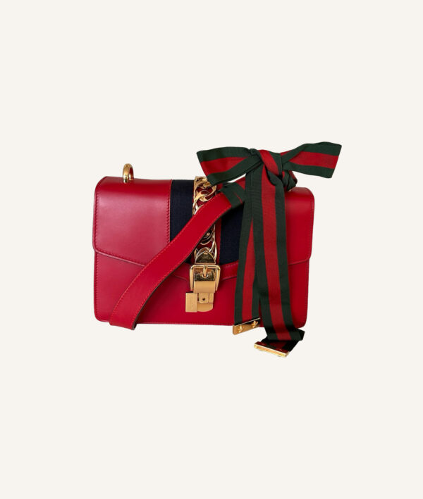 Gucci Sylvie Red Leather Handbag