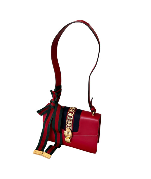 Gucci Sylvie Red Leather Handbag