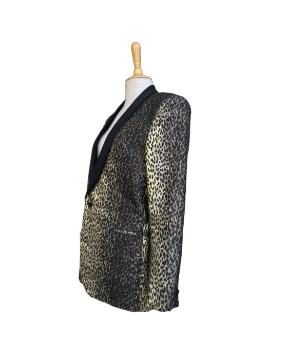 Yves Saint Laurent Iconic Babycat Gold Jaquard Tux Jacket