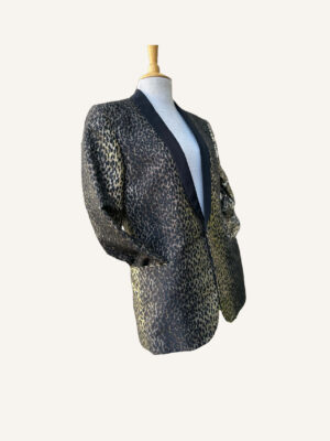 Yves Saint Laurent Iconic Babycat Gold Jaquard Tux Jacket