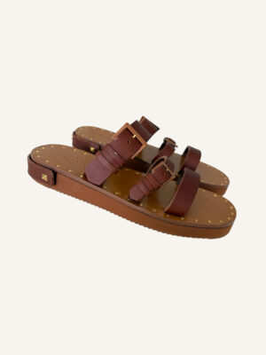 Valentino Brown Leather Flat Slides