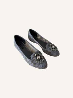 Dolce & Gabbana Lace Crystal Embellished Flats (Size 37.5)