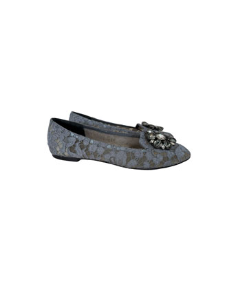 Dolce & Gabbana Lace Crystal Embellished Flats (Size 37.5)