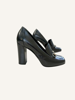 Gucci Horsebit Leather High Heel Loafers (Size 38)