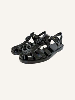 Gucci Black Rubber Double G Sandal (Size 38)