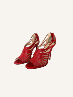 Christian Louboutin Red Leather Strappy Pumps (Size 37.5)