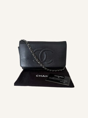 Chanel Black Caviar Timeless CC Wallet on Chain