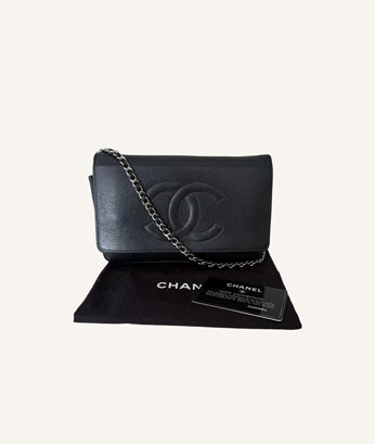 Chanel Black Caviar Timeless CC Wallet on Chain