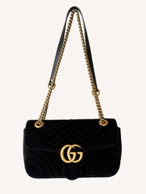 Gucci Marmont crossbody bag with sliding chain strap and matelassé velvet finish
