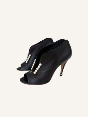 Chanel Pearl Open Toe Booties (Size 42)