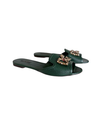 Dolce & Gabbana Logo Embellished Slides (Size 40)
