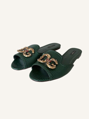 Dolce & Gabbana Logo Embellished Slides (Size 40)