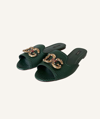 Dolce & Gabbana Logo Embellished Slides (Size 40)