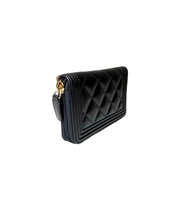 Chanel Boy Leather Zip Around Wallet