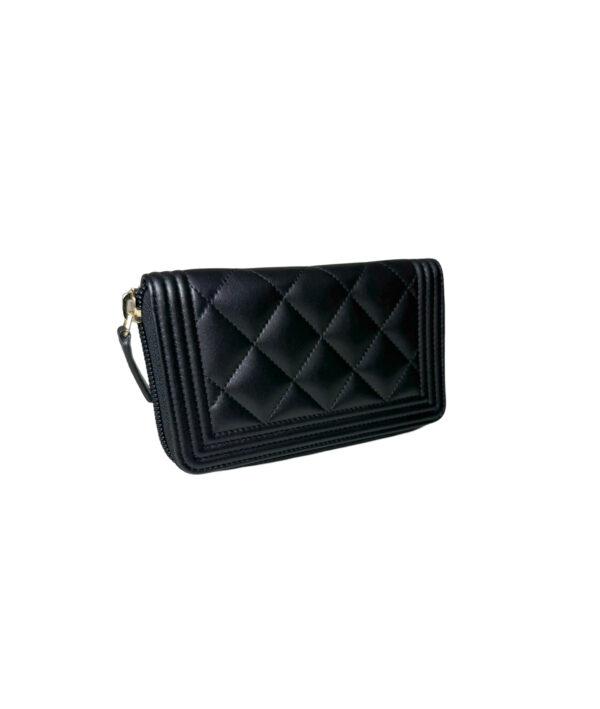 Chanel Boy Leather Zip Around Wallet