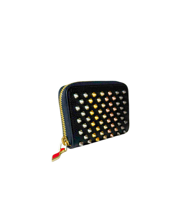 Designer Louboutin wallet with metal spikes and elegant leather finish