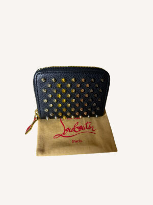 Christian Louboutin spike leather wallet with signature red interior