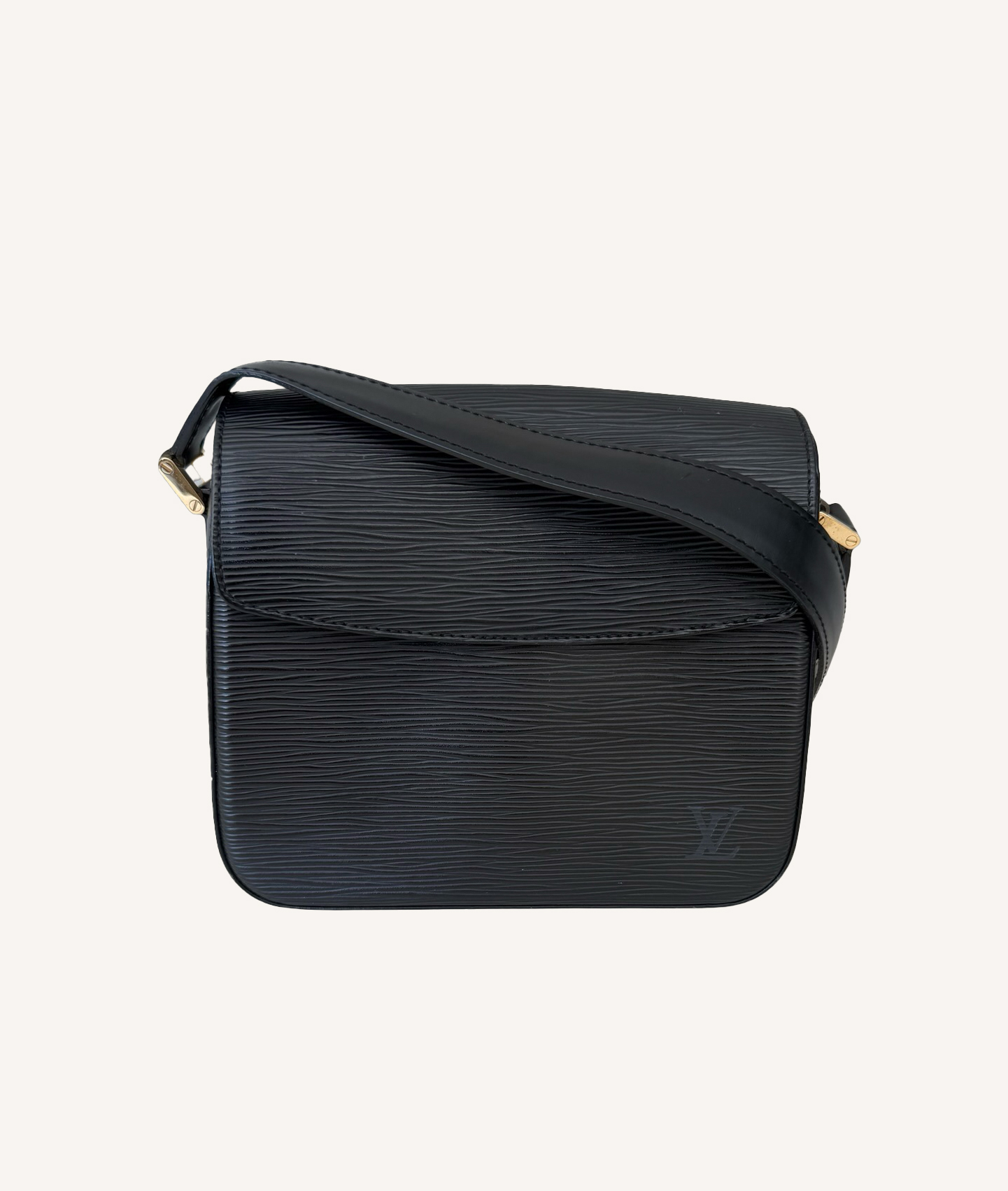 Louis Vuitton Buci bag in black Epi leather with discreet LV logo