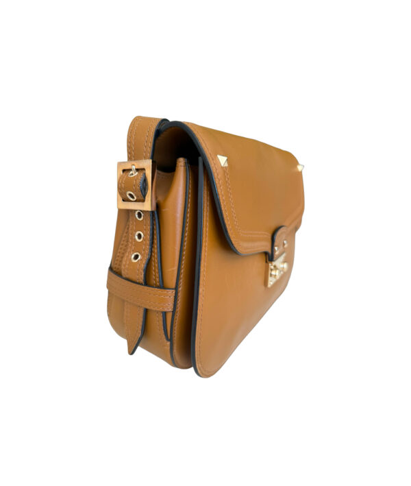 Valentino Rockstud Cabana Cognac Leather Saddle Shoulderbag