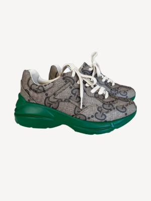 Designer Gucci Rhyton trainers featuring oversized sole and classic logo detailin