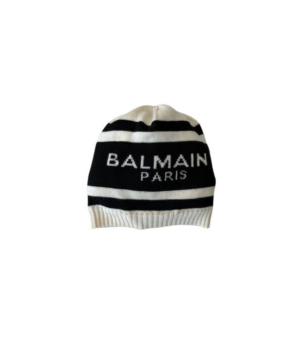 Balmain Baby Hat in black and white