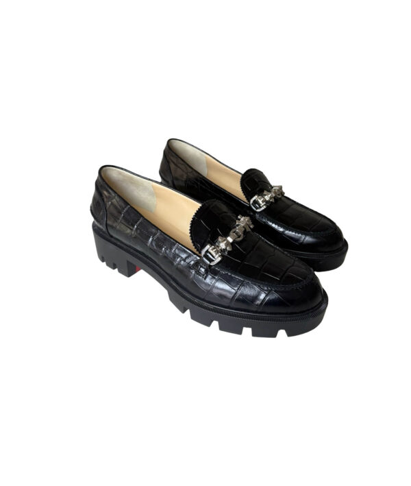 Christian Louboutin Lug Swing Embellished Leather Loafers (Size 39)