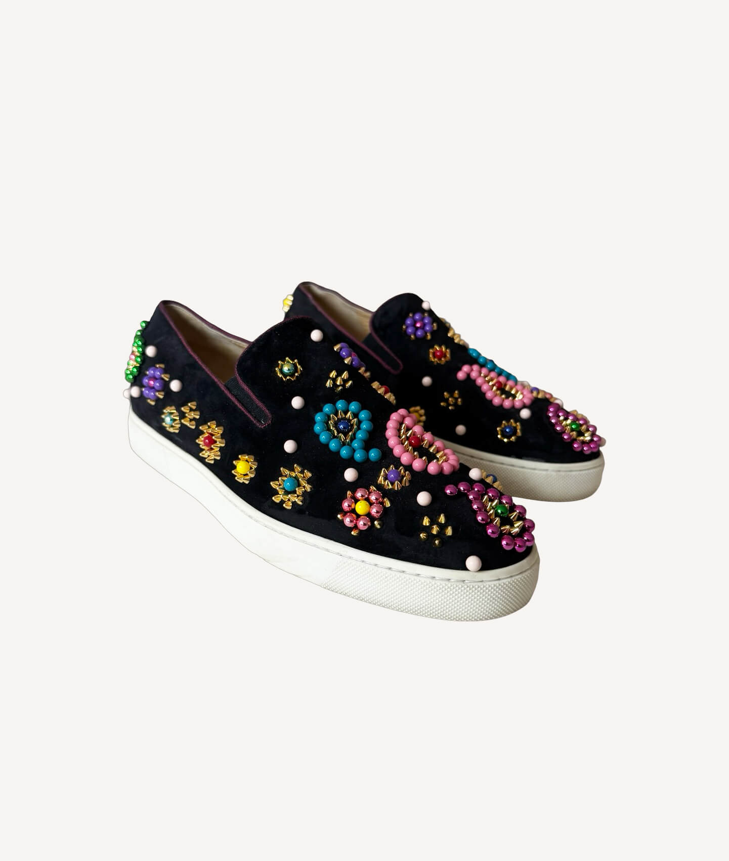 Christian Louboutin Boat Candy black suede loafers with stud embellishments