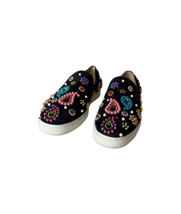 Christian Louboutin Black Boat Candy Suede Slip-on Loafers (Size 39)